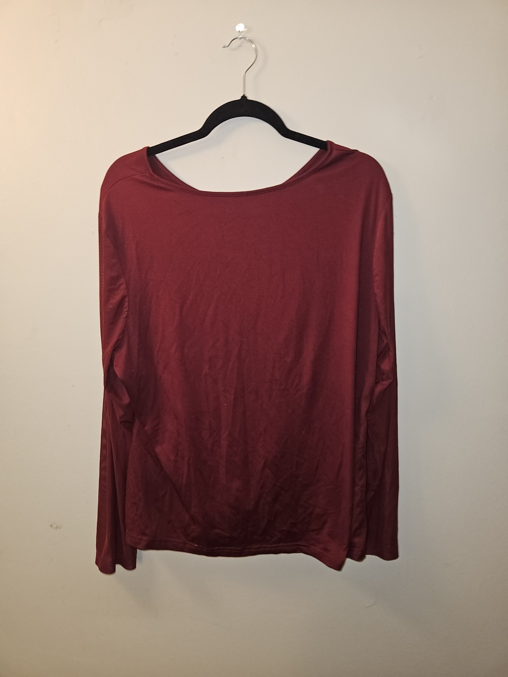 SHEIN Burgundy Long Sleeve Boatneck Top